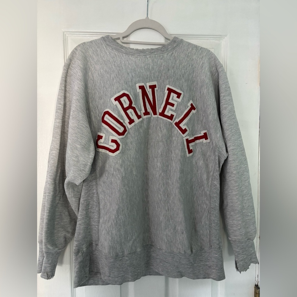 Champion Gray College Cornell University Crewneck Sweatshirt